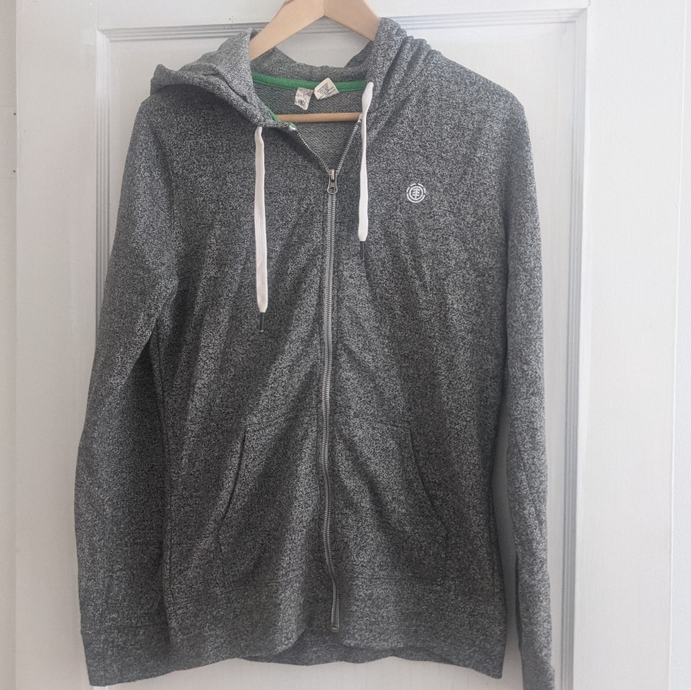 Gray zip up women's hoodie sweatshirt.
